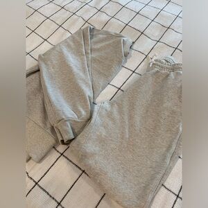 Everlane the track oversized crew and jogger set.